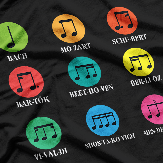 Classic Composers Celebrating Classical Music and the Timeless Art of Musical Notes T-Shirt