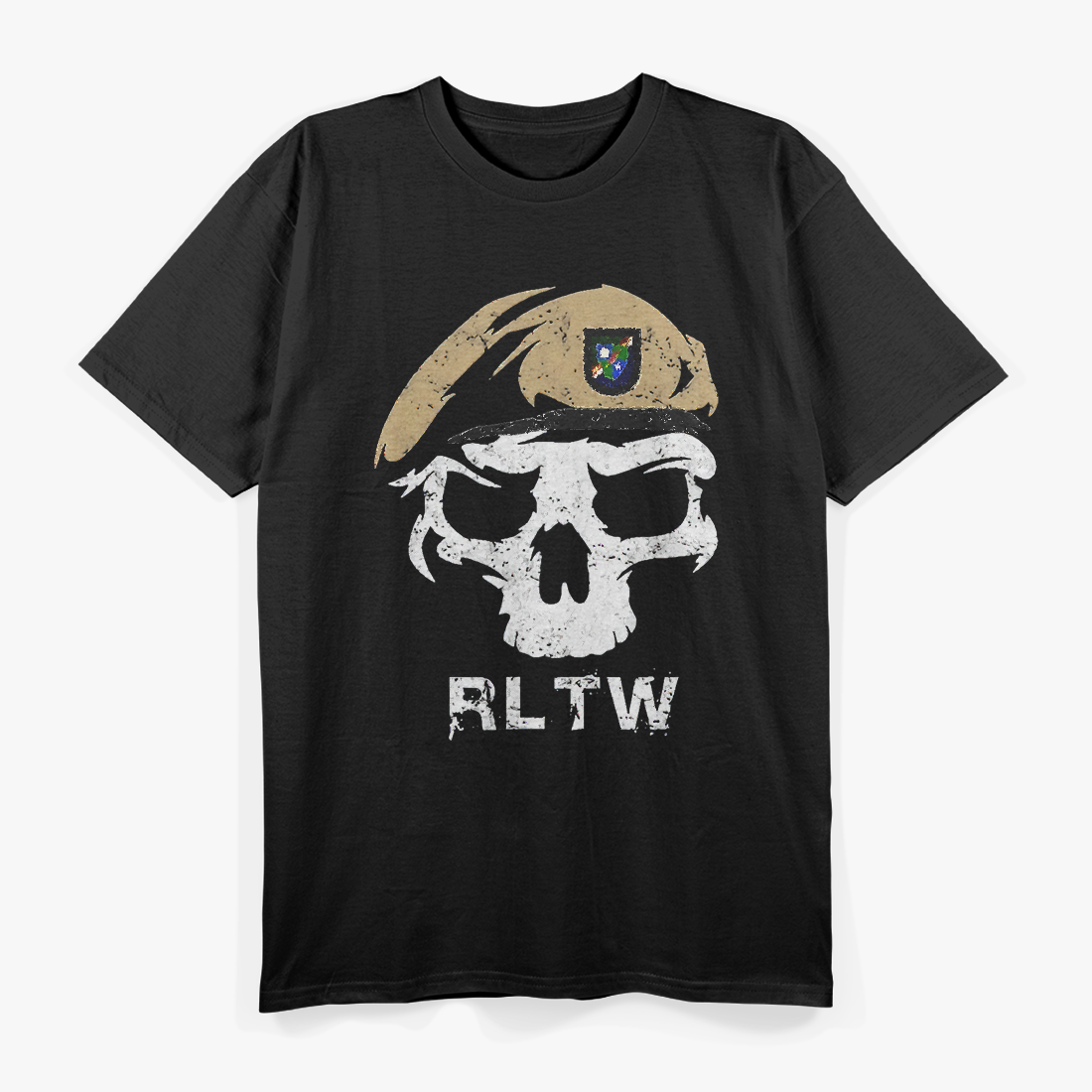 Vintage Army Ranger Regiment RLTW Skull Tan Beret T-Shirt