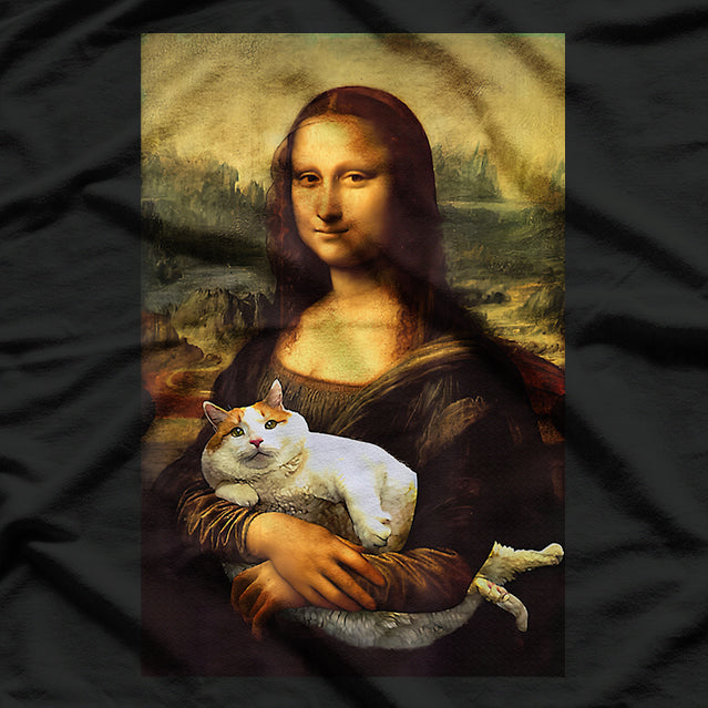 Mona Lisa With Cat Funny Vintage T-Shirt