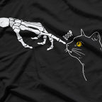 Halloween Black Cat And Skeleton Hand Boop T-Shirt