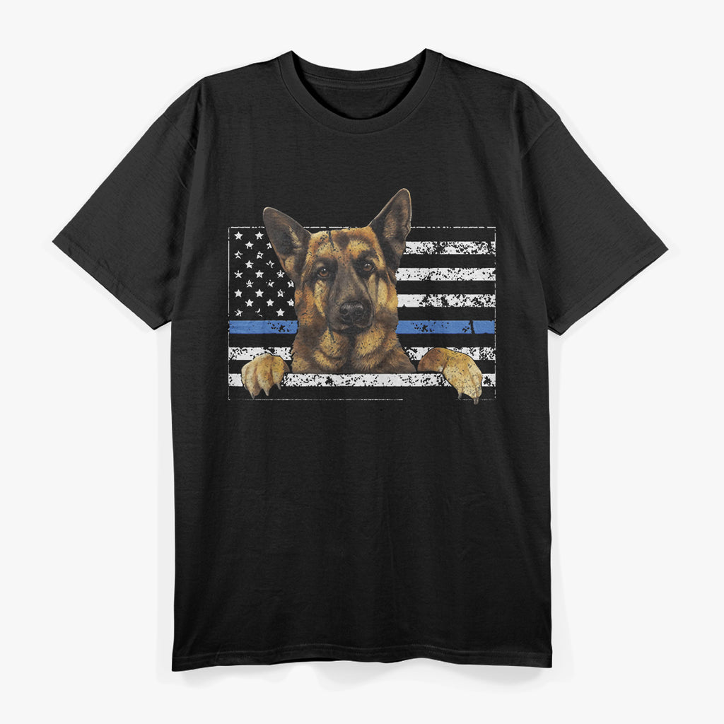 Support The Paws That Enforce The Laws Blue Line K9 Police T-Shirt