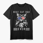 Cat Dad Ever Cool American Flag Sunglasses USA T-Shirt