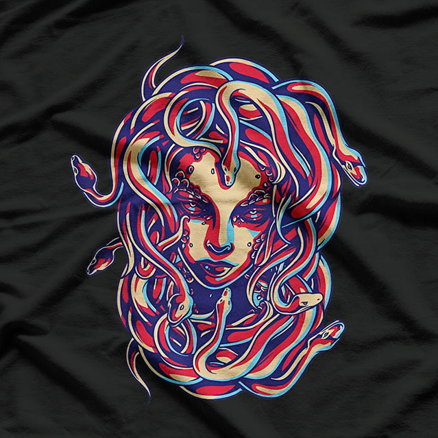 Medusa Head Snake Hair and the Power of Greek Mythology T-Shirt