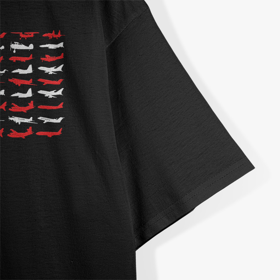 Pilot Airplane American Flag Plane Aviation T-Shirt