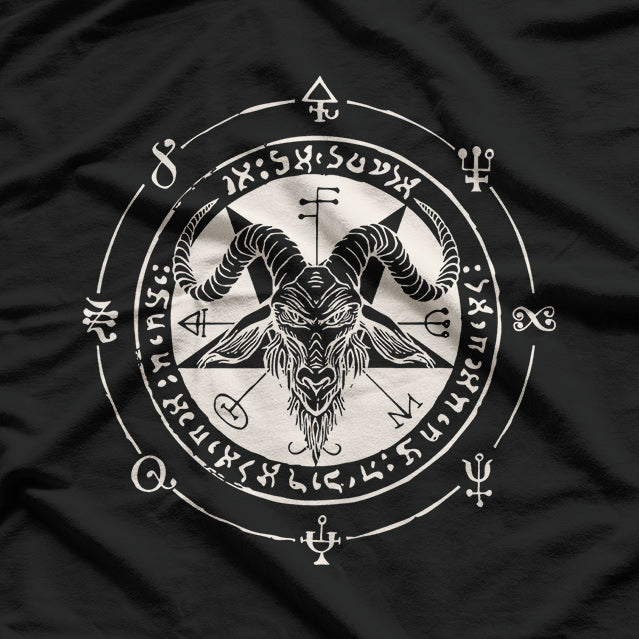Sigil Baphomet Pentagram Occult Satanic Goat Head and Lucifer Symbol T-Shirt