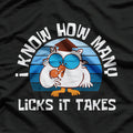 Funny Owl How Many Licks Does It Take Retro Vintage T-Shirt