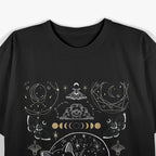 Cat Luna Moth Moon Phases and Dark Academia Aesthetic T-Shirt