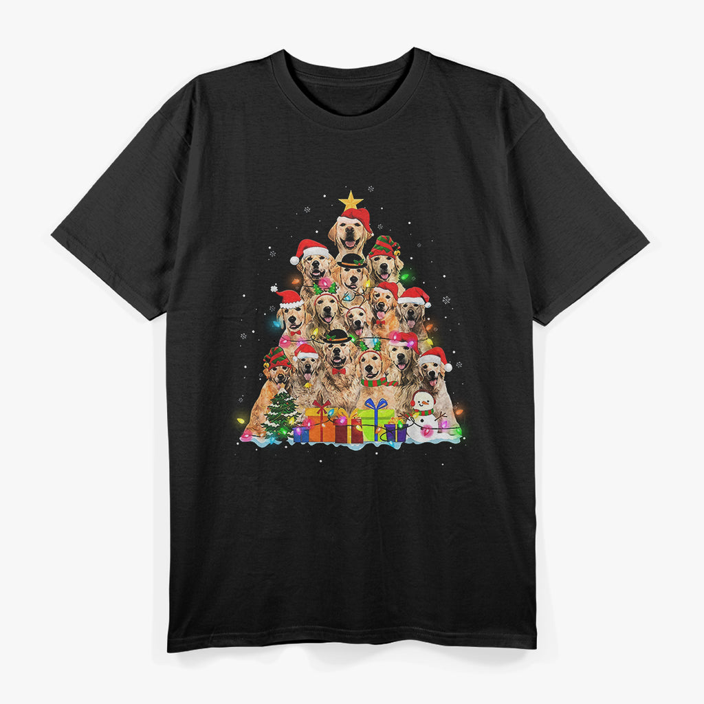 Golden Retriever Christmas Tree Santa T-Shirt