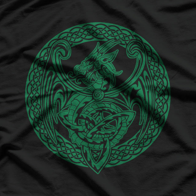 Dark Green Celtic Dragon Retro Mythical T-Shirt