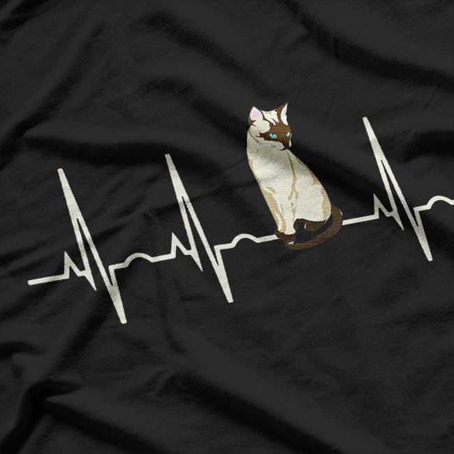 Siamese Cat Heartbeat EKG Cat & Kitten Lovers T-Shirt