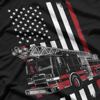 USA Fire Truck American Flag Retro T-Shirt
