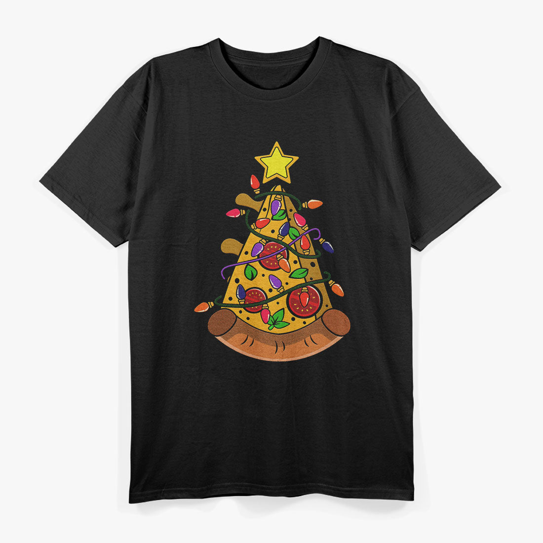 Pizza Christmas Tree Lights Xmas T-Shirt