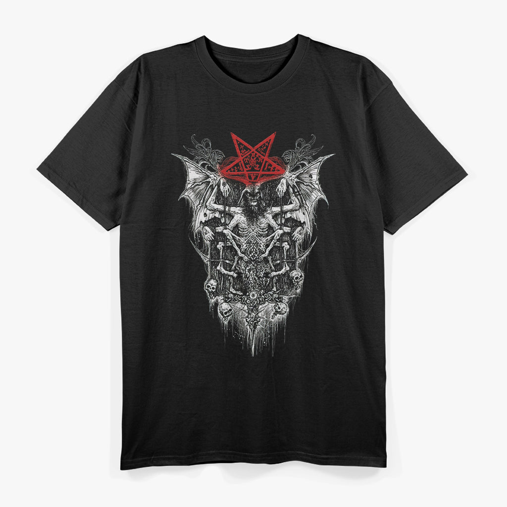 The Devil Baphomet, Satan, Lucifer, and Skull - Goth Horror T-Shirt