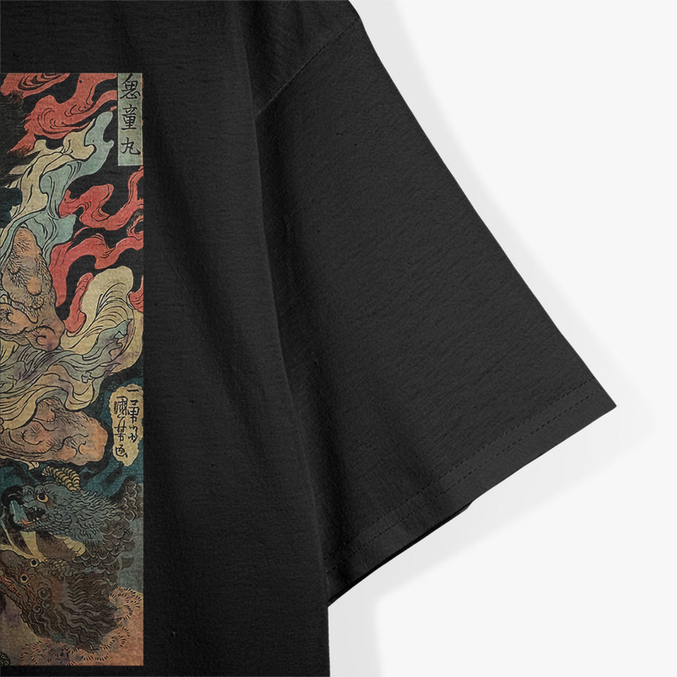 Japanese Vintage Artwork: Tengu Gods Defeat the Evil Snake T-Shirt