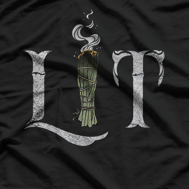 Lit Funny Halloween Witch Pagan Burning Sage Smudge Retro Vintage T-Shirt
