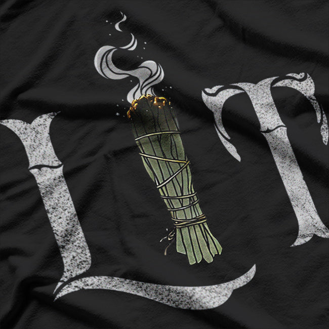 Lit Funny Halloween Witch Pagan Burning Sage Smudge Retro Vintage T-Shirt