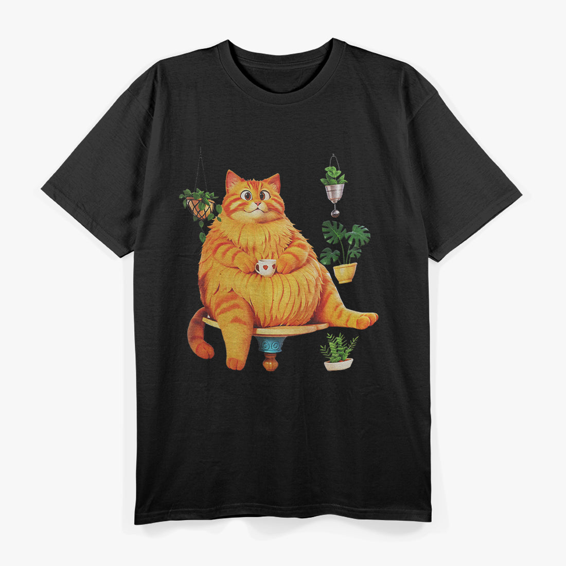Cute Orange Cat With Plants T-Shirt
