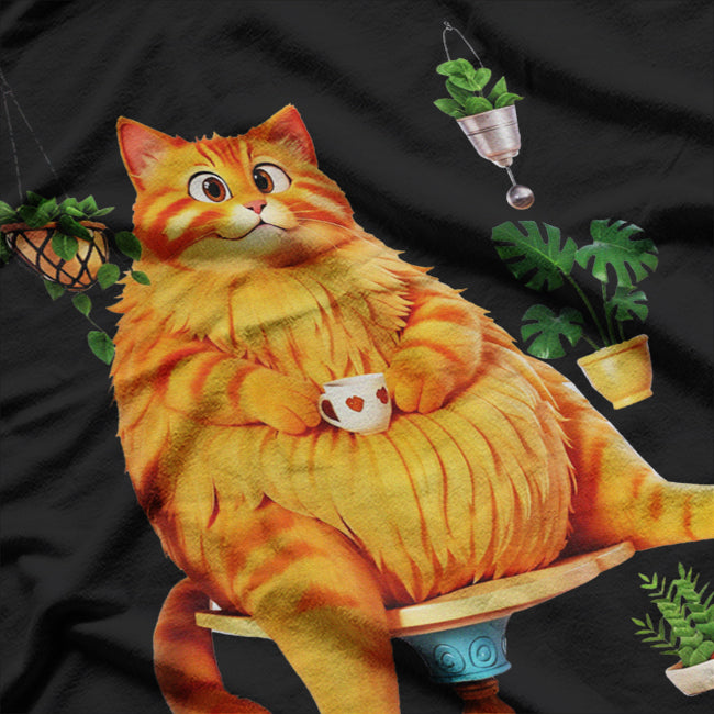 Cute Orange Cat With Plants T-Shirt