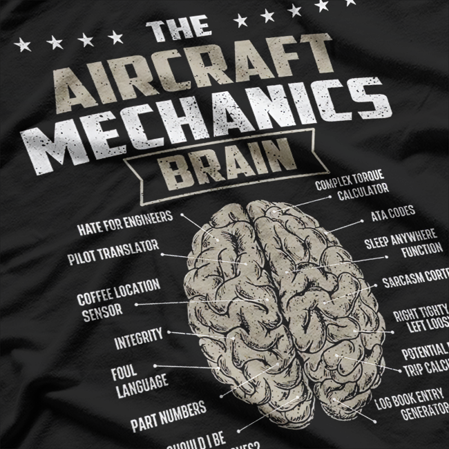 The Aircraft Mechanics Brain, Airplane Maintenance Aviation T-Shirt