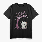 Kawaii Cat Cherry Blossom Anime Kitten Sakura Japanese T-Shirt