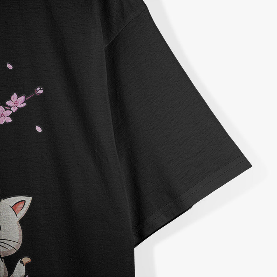 Kawaii Cat Cherry Blossom Anime Kitten Sakura Japanese T-Shirt