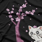 Kawaii Cat Cherry Blossom Anime Kitten Sakura Japanese T-Shirt
