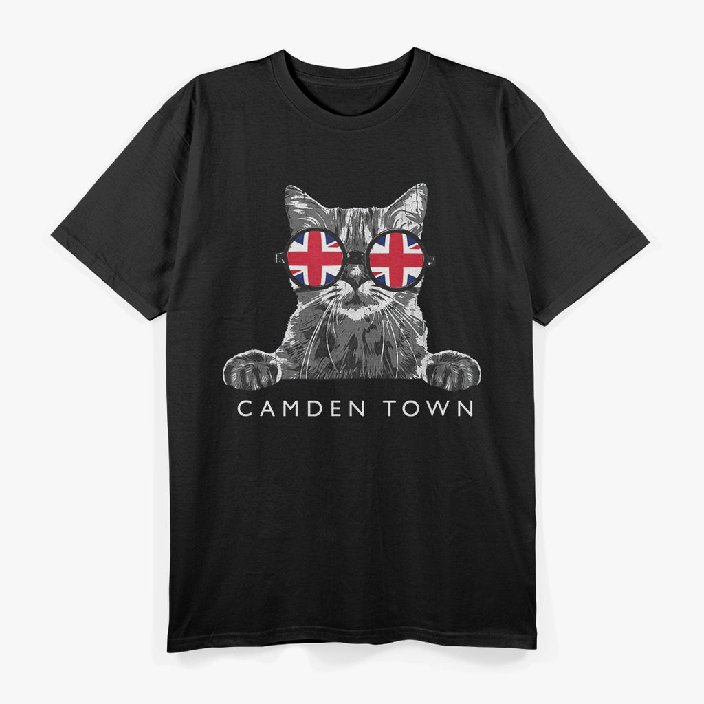 English Hipster Cat Camden Town London UK Flag Sunglasses T-Shirt