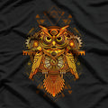 Mechanical Owl Steampunk-Inspired Wisdom in Motion T-Shirt