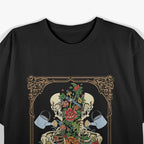 Tarot Card Skeleton Skull with Flowers and Plants T-Shirt