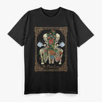 Tarot Card Skeleton Skull with Flowers and Plants T-Shirt