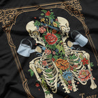 Tarot Card Skeleton Skull with Flowers and Plants T-Shirt
