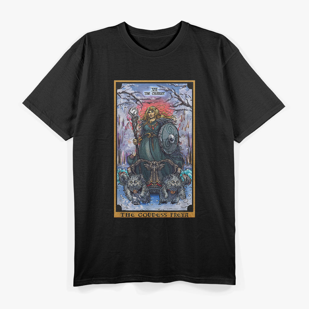 The Goddess Freyja: The Chariot Tarot Card - Norse Pagan Witchcraft T-Shirt