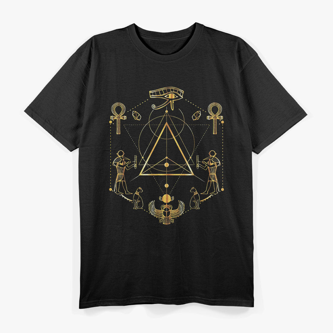 Eye of Horus Sacred Geometry and Ancient Egypt’s Ankh Symbolism T-Shirt
