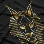 Anubis Ancient Egyptian God in Black and Gold T-Shirt