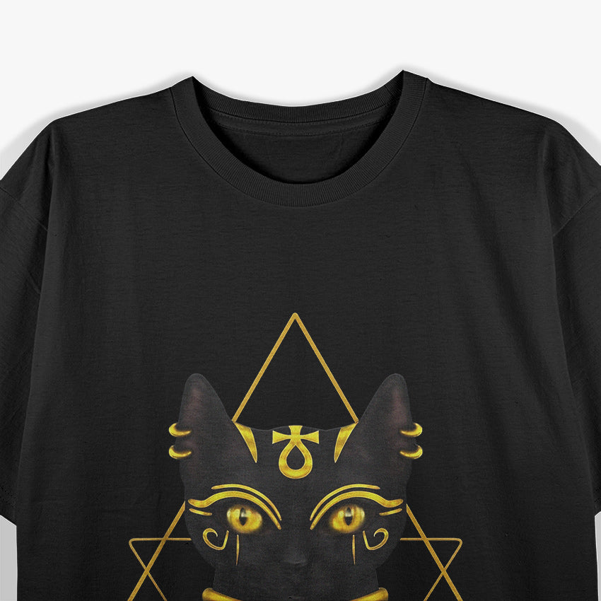 Bastet Goddess of Cats in Mystical Black T-Shirt
