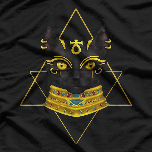 Bastet Goddess of Cats in Mystical Black T-Shirt