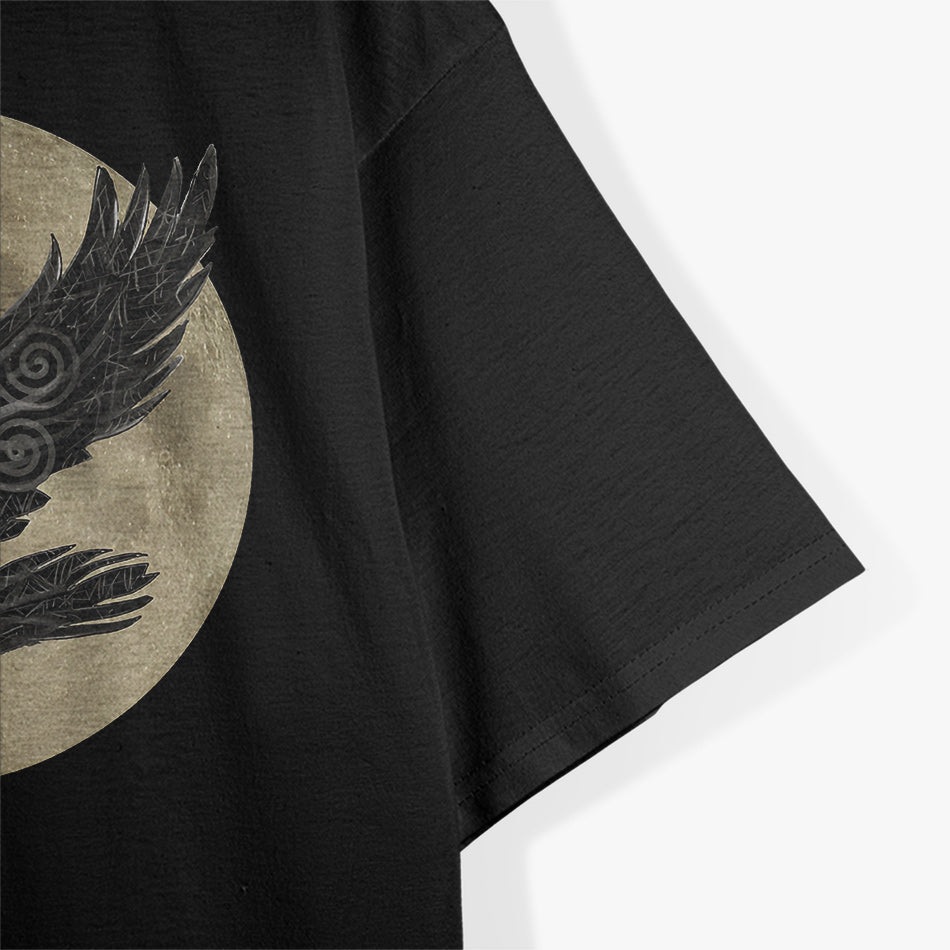 Moon, Norse Raven, and Runes: A Pagan Viking T-Shirt