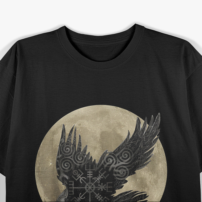 Moon, Norse Raven, and Runes: A Pagan Viking T-Shirt