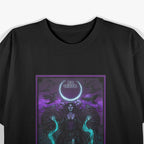 The Morrigan Death Tarot Card - Gothic Pagan Witch with Triple Moon Symbolism T-Shirt