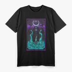 The Morrigan Death Tarot Card - Gothic Pagan Witch with Triple Moon Symbolism T-Shirt