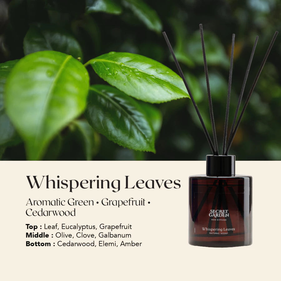 Secret Garden Whispering Leaves Reed Diffuser 140ml – Aromatherapy Home Fragrance Diffuser