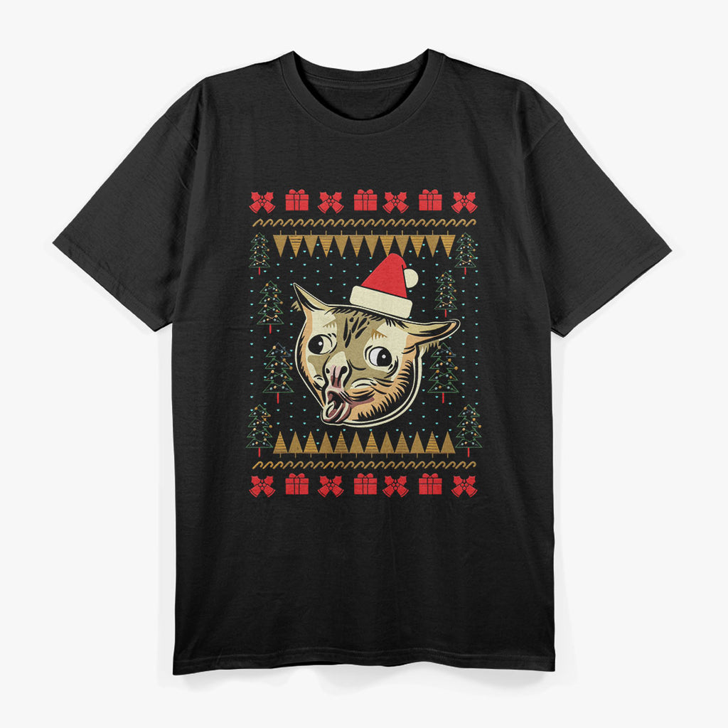 Coughing Cat Meme Ugly Christmas Sweater Lightweight T-Shirt