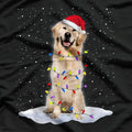 Golden Retriever Santa Christmas Tree Lights Xmas T-Shirt