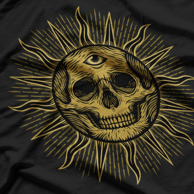 Skull Sun Gothic Symbolism of Light and Darkness T-Shirt