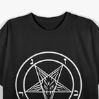 Classic Baphomet Inverted Pentagram - White on Black Occult Symbolism T-Shirt