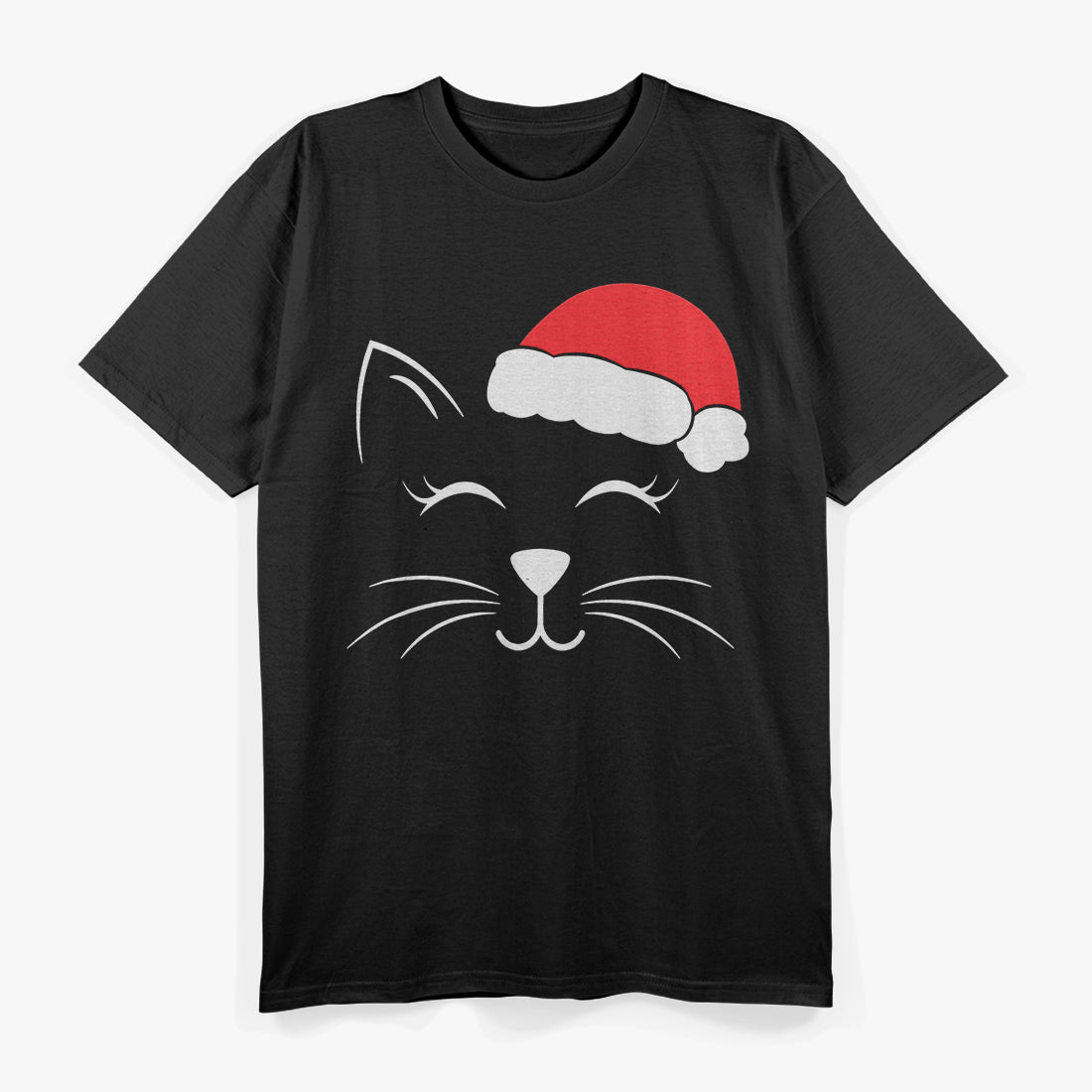 Cute Cat Santa Hat Christmas T-Shirt