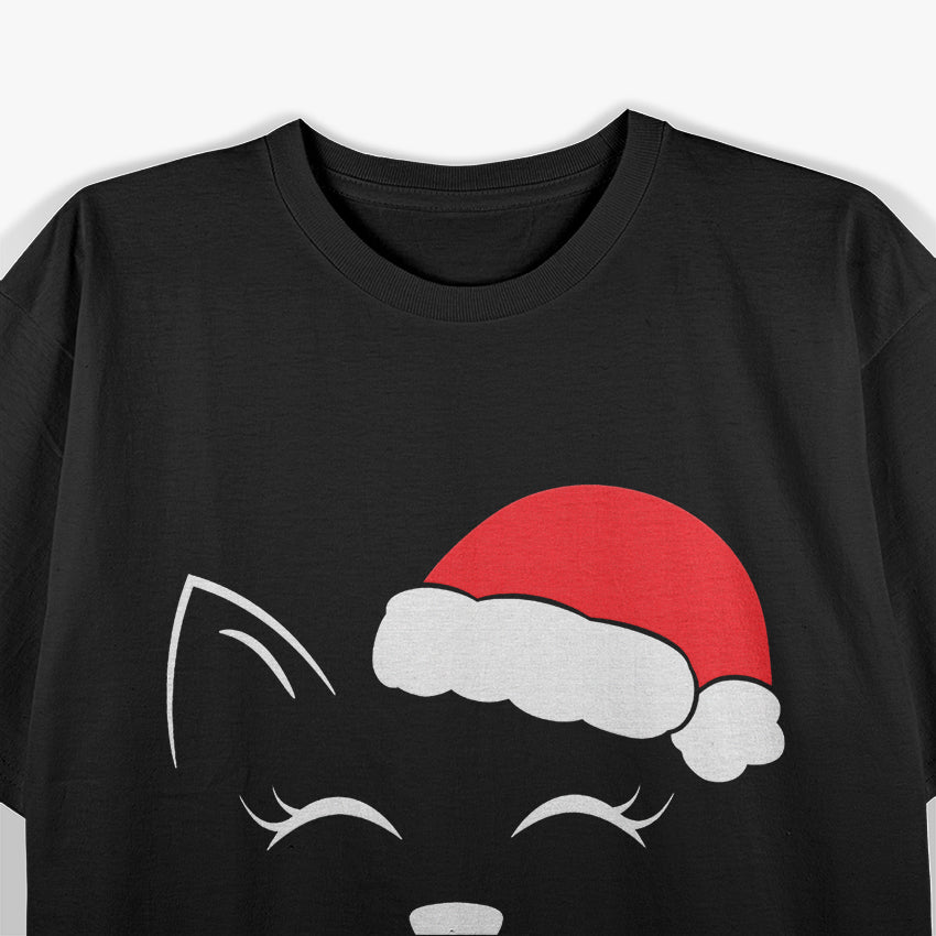 Cute Cat Santa Hat Christmas T-Shirt