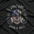 American Flag Guitar Vintage Rock and Roll Skull Guitarist T-Shirt