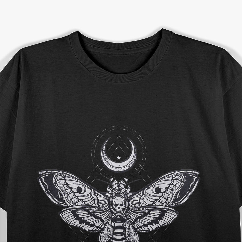 Moon and Moth Mystical Elegance Under the Night Sky T-Shirt