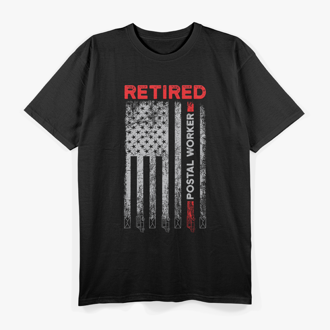 Postman Mail Carrier, Retired Postman USA Flag T-Shirt